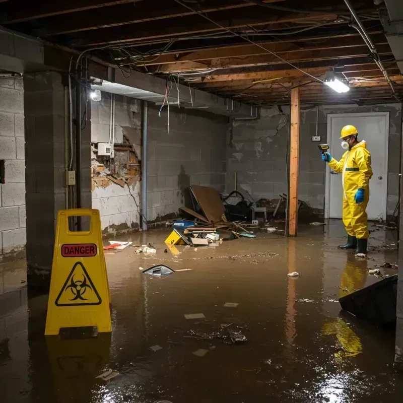 Flooded Basement Electrical Hazard in Coats, NC Property